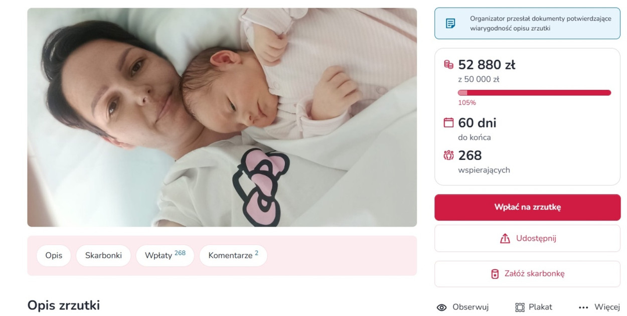 Źródło: Zrzutka.pl (screen)